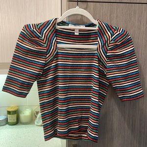 Derek Lam 10 Crosby striped top square neckline size XS